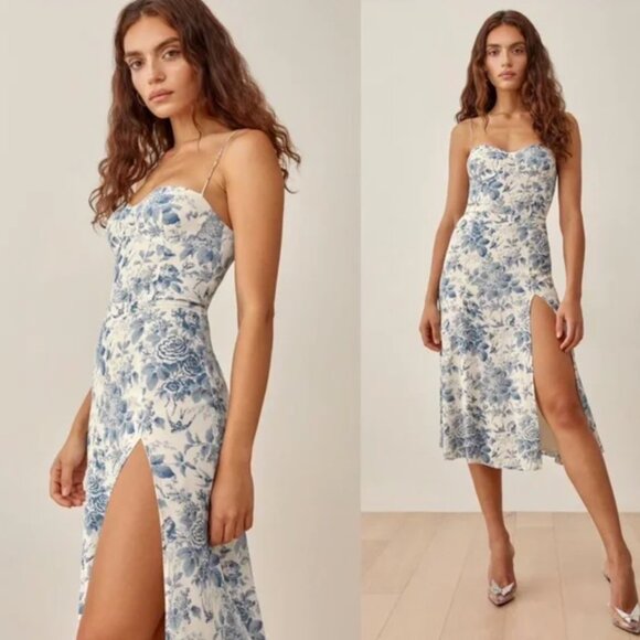 Commense Sweetheart Cloud Floral Slit Strap Dress - Fits 10/12 - Picture 5 of 7